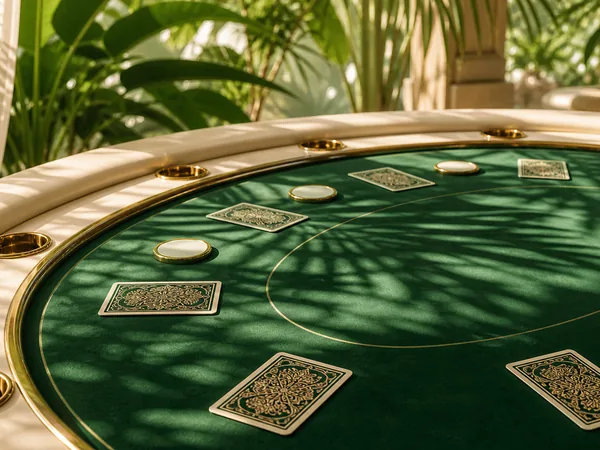 Decorative pictures of green tables and cards; This is not The Great Icescape game screen