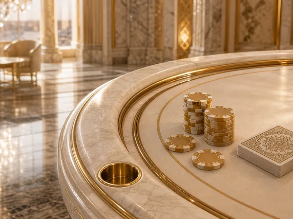 Decorative picture of white table with chips; This is not The Great Icescape game screen