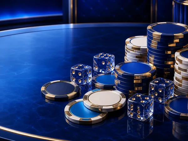 decorative pictures of blue tables, chips and dice; This is not The Great Icescape game screen